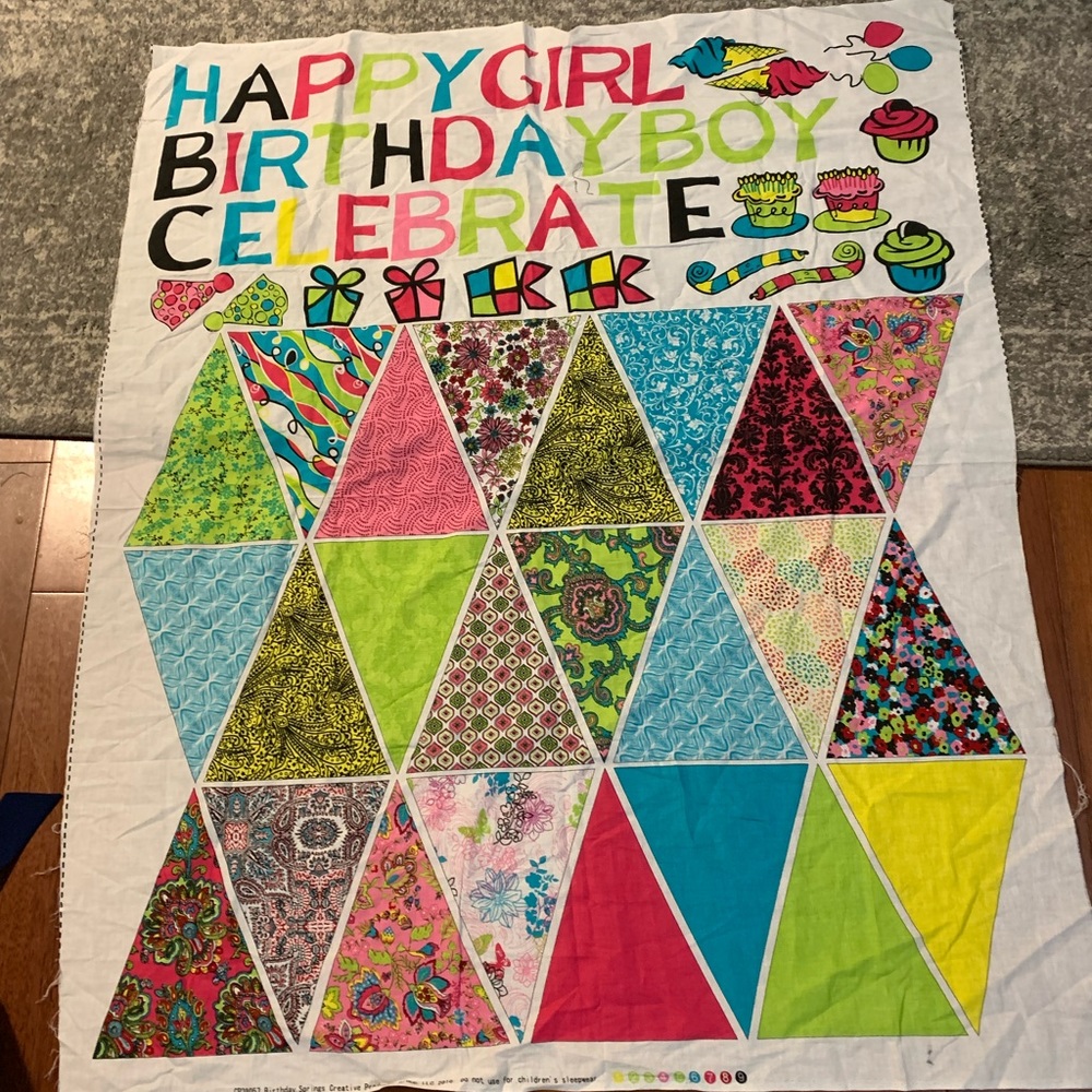 Birthday banner or quilt fabric panel
